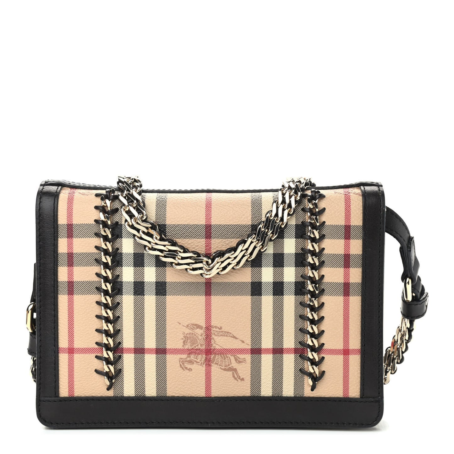 Haymarket Check Stitched Chain Crossbody Bag Black