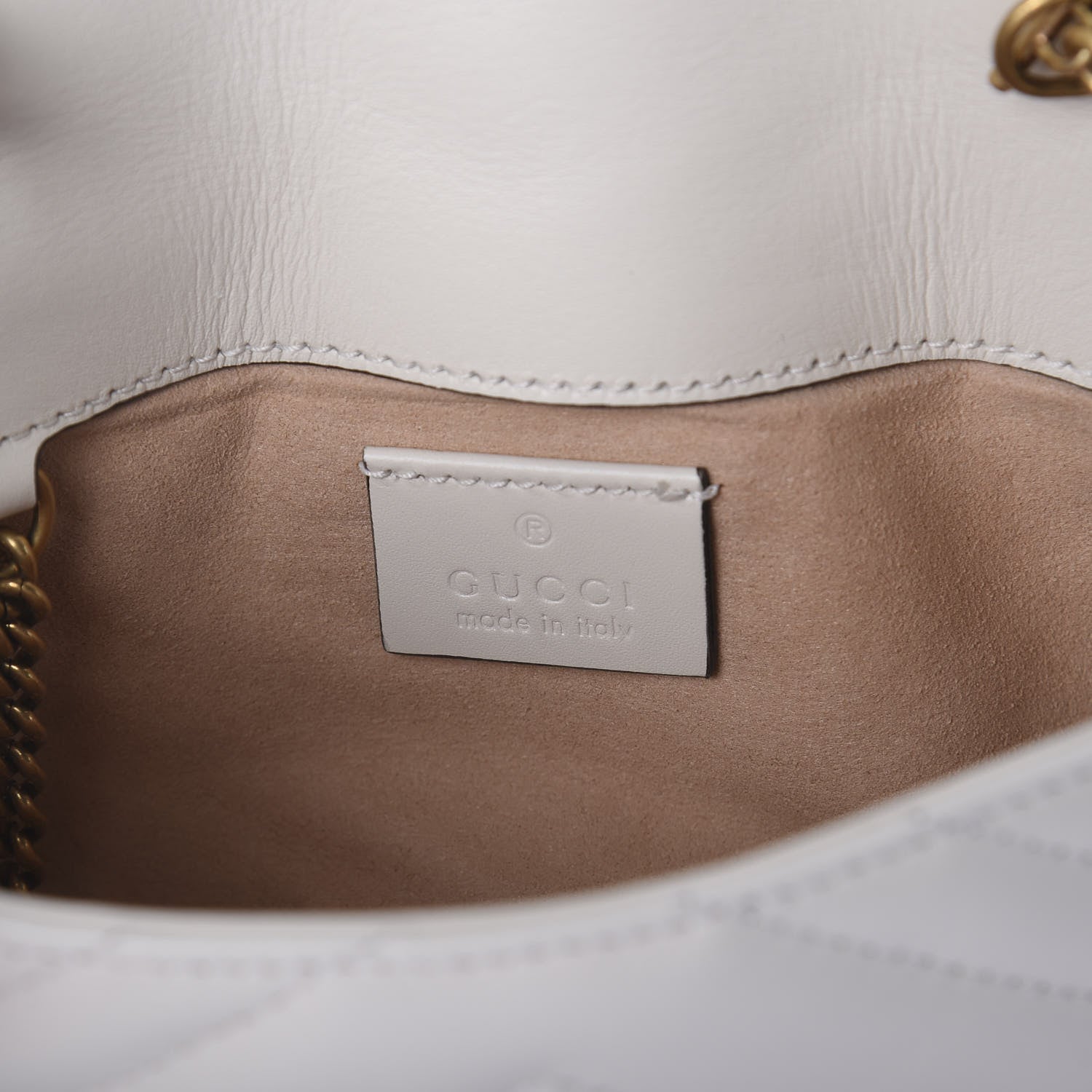 Gucci Calfskin Matelasse Super Mini GG Marmont Shoulder Bag White 5 of 7