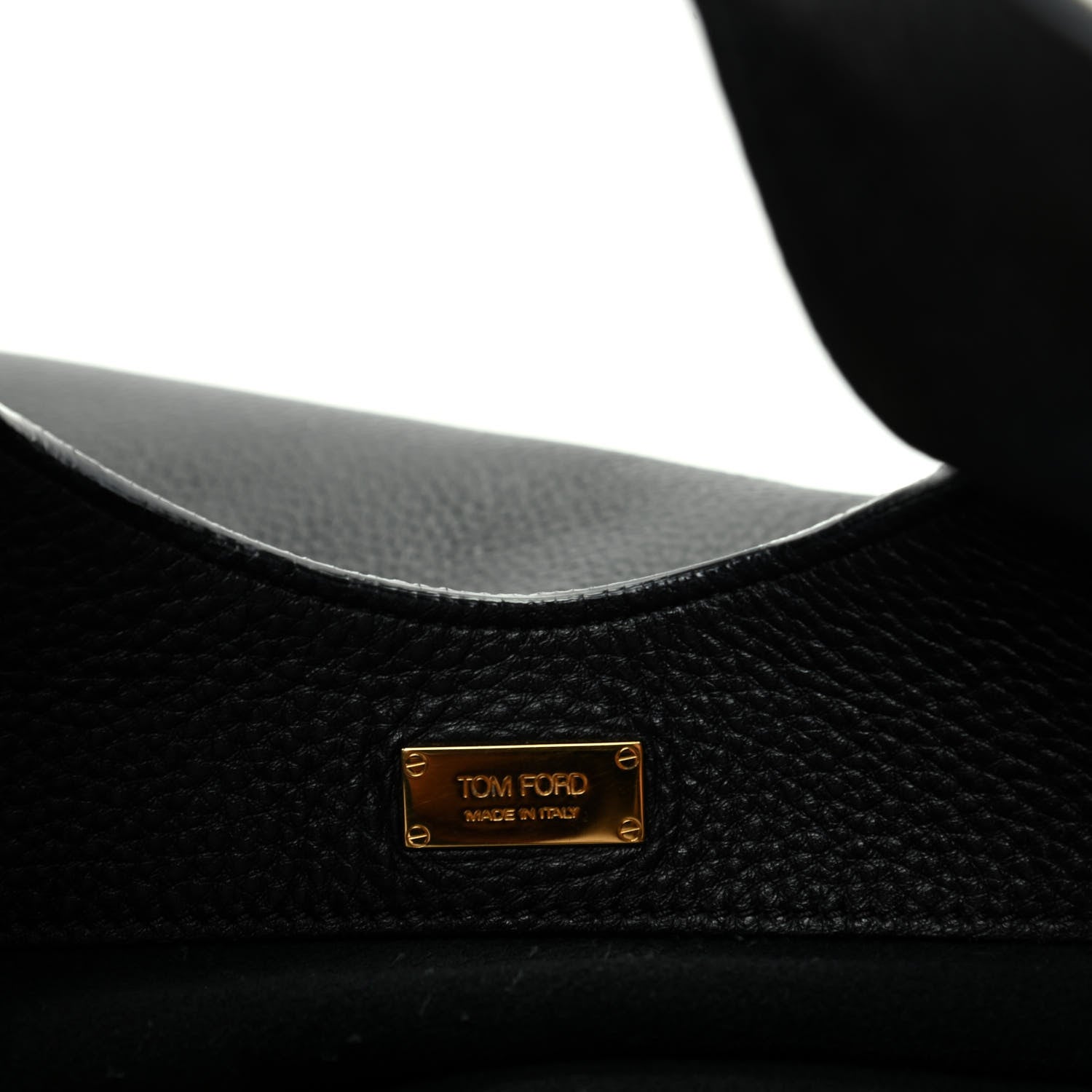 Tom Ford Grained Calfskin Large Alix Padlock Zip Shoulder Bag Black 8 of 10