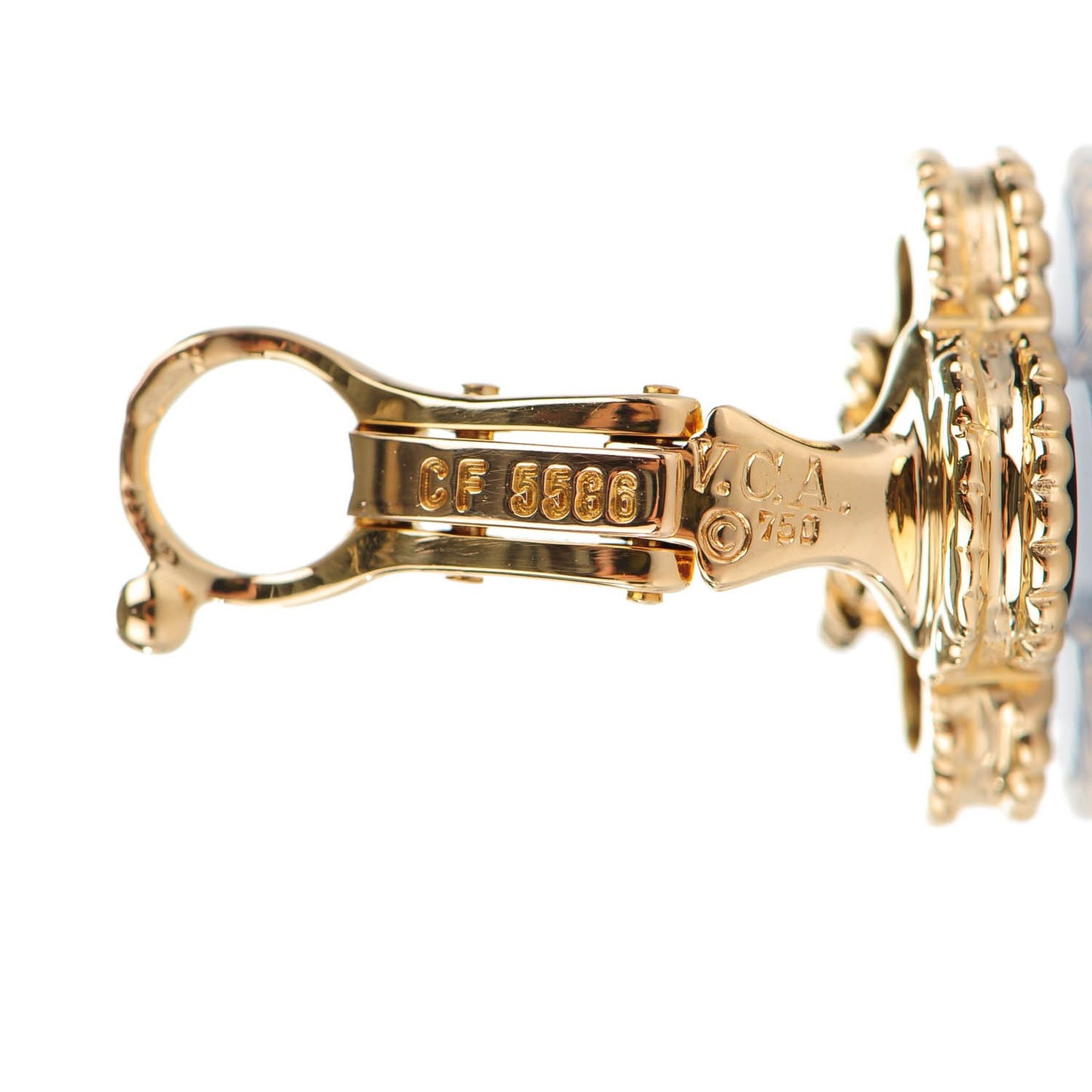 18K Yellow Gold Black Onyx Vintage Alhambra Earrings