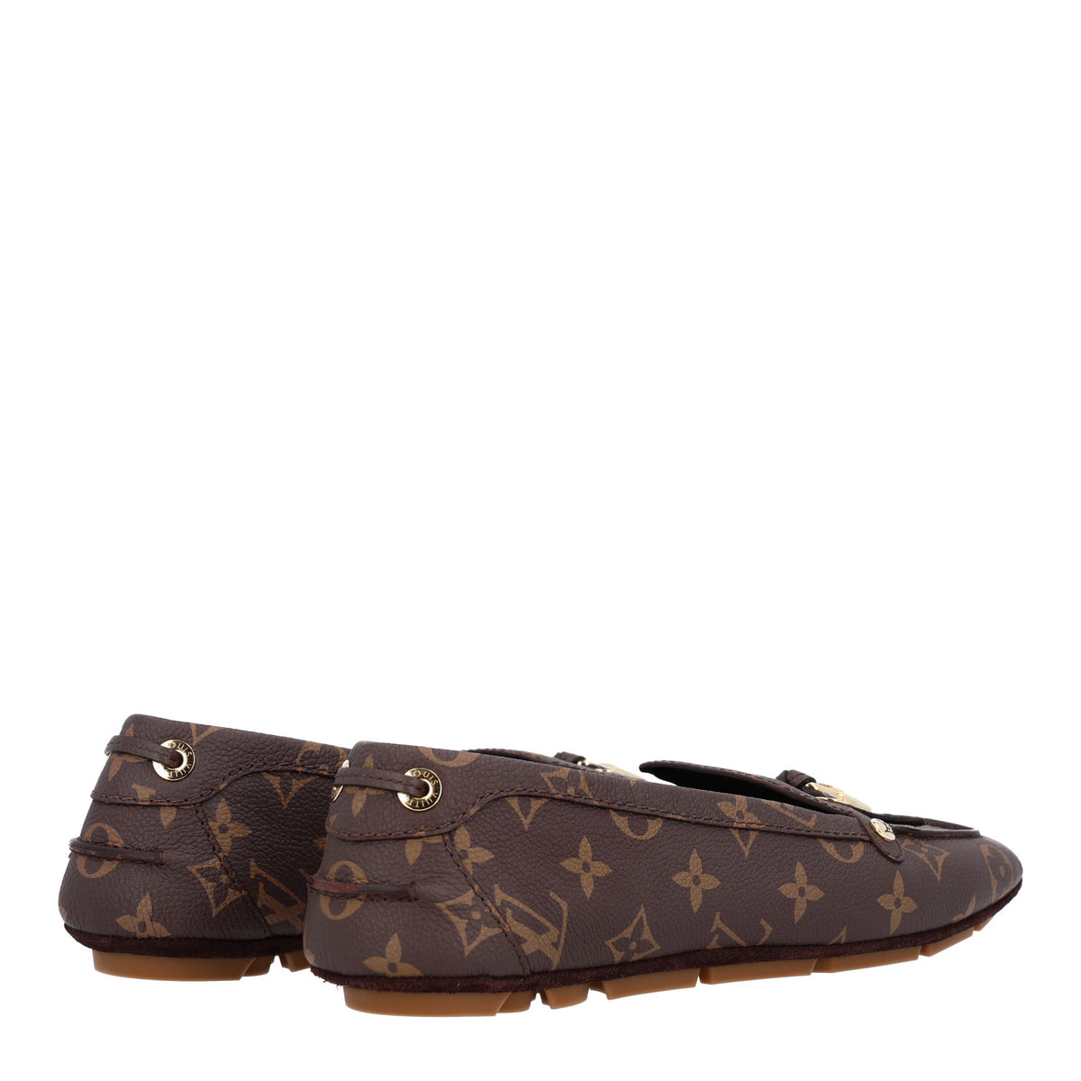 Louis Vuitton Monogram Grained Calfskin Flore Car Loafers 40 Cacao Brown 6 of 10