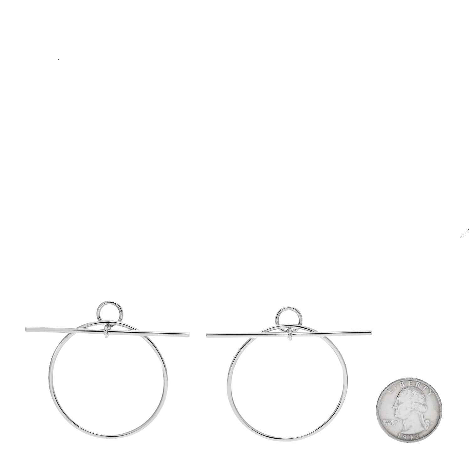 Hermes Sterling Silver MM Loop Earrings 2 of 5