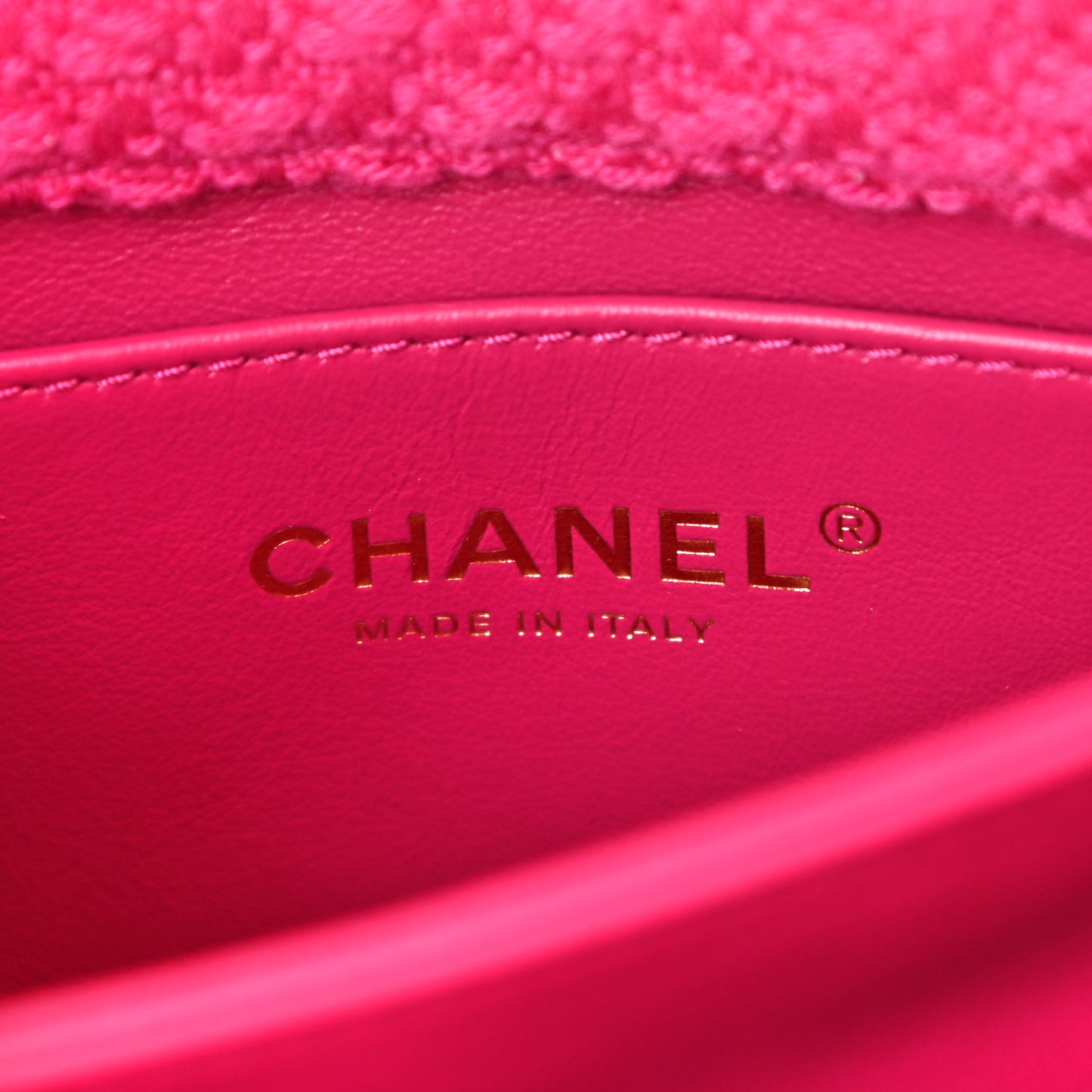 Cashmere Tweed Quilted Mini Bijoux Flap Fuchsia
