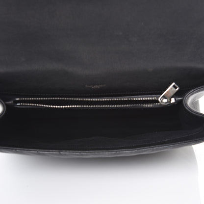 Saint Laurent Sheepskin Matelasse Chevron Monogram Large College Satchel Black 5 of 10