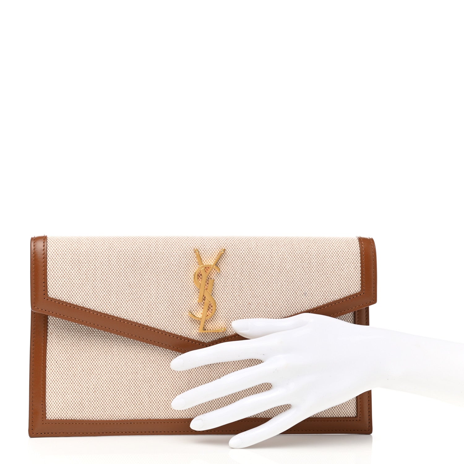 Saint Laurent Canvas Uptown Pouch Natural Beige Brick 2 of 8