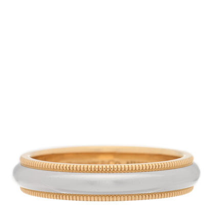 Tiffany Platinum 18K Yellow Gold 4mm Together Milgrain Wedding Band Ring 54 7 1 of 5
