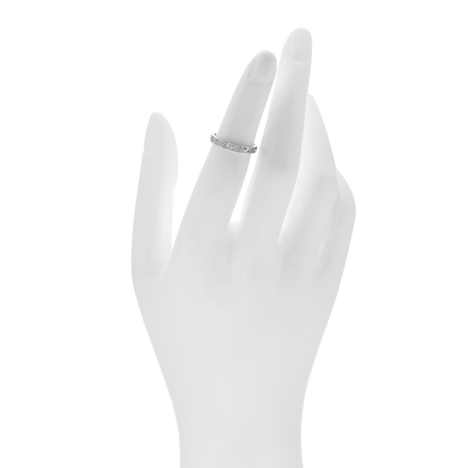 Cartier 18K White Gold Diamond 2.6mm LOVE Paved Band Ring 47 4 2 of 5
