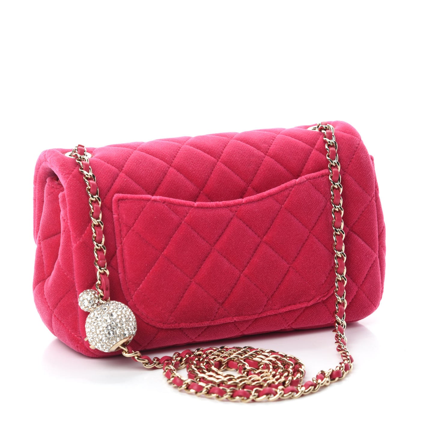 Velvet Quilted Mini Rectangular Pearl Crush Flap Pink