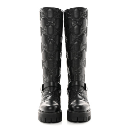 Gucci Cordovan Lux Nappa GG Matelasse 60mm Knee High Boots 37.5 Black 2 of 18
