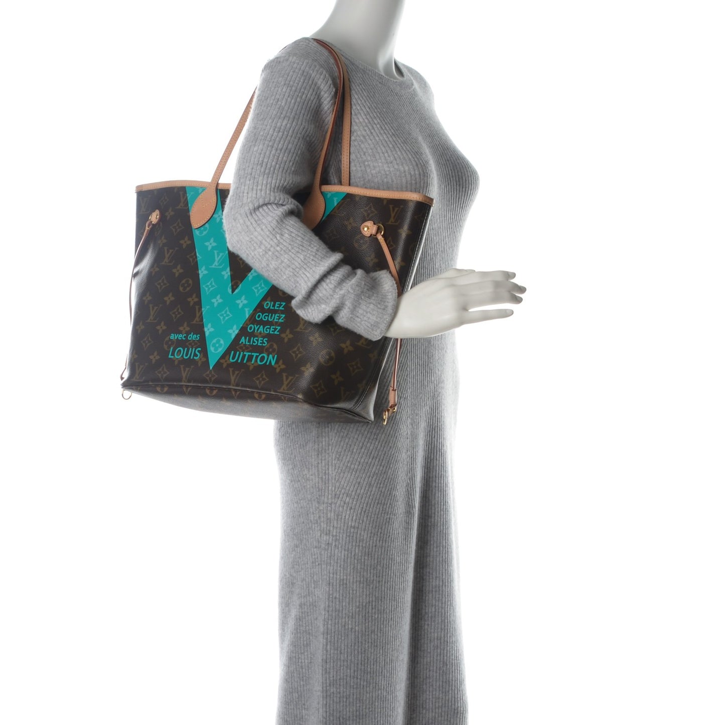 Monogram V Neverfull MM Turquoise