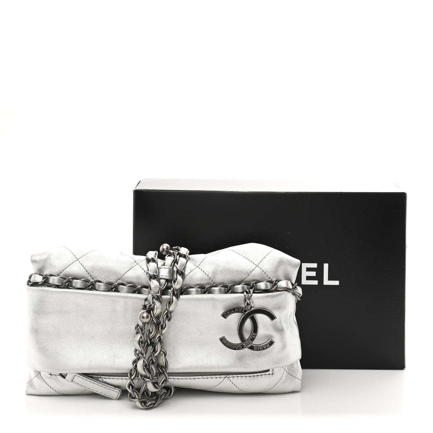 Chanel Metallic Calfskin Quilted Baluchon Silver 11 of 11