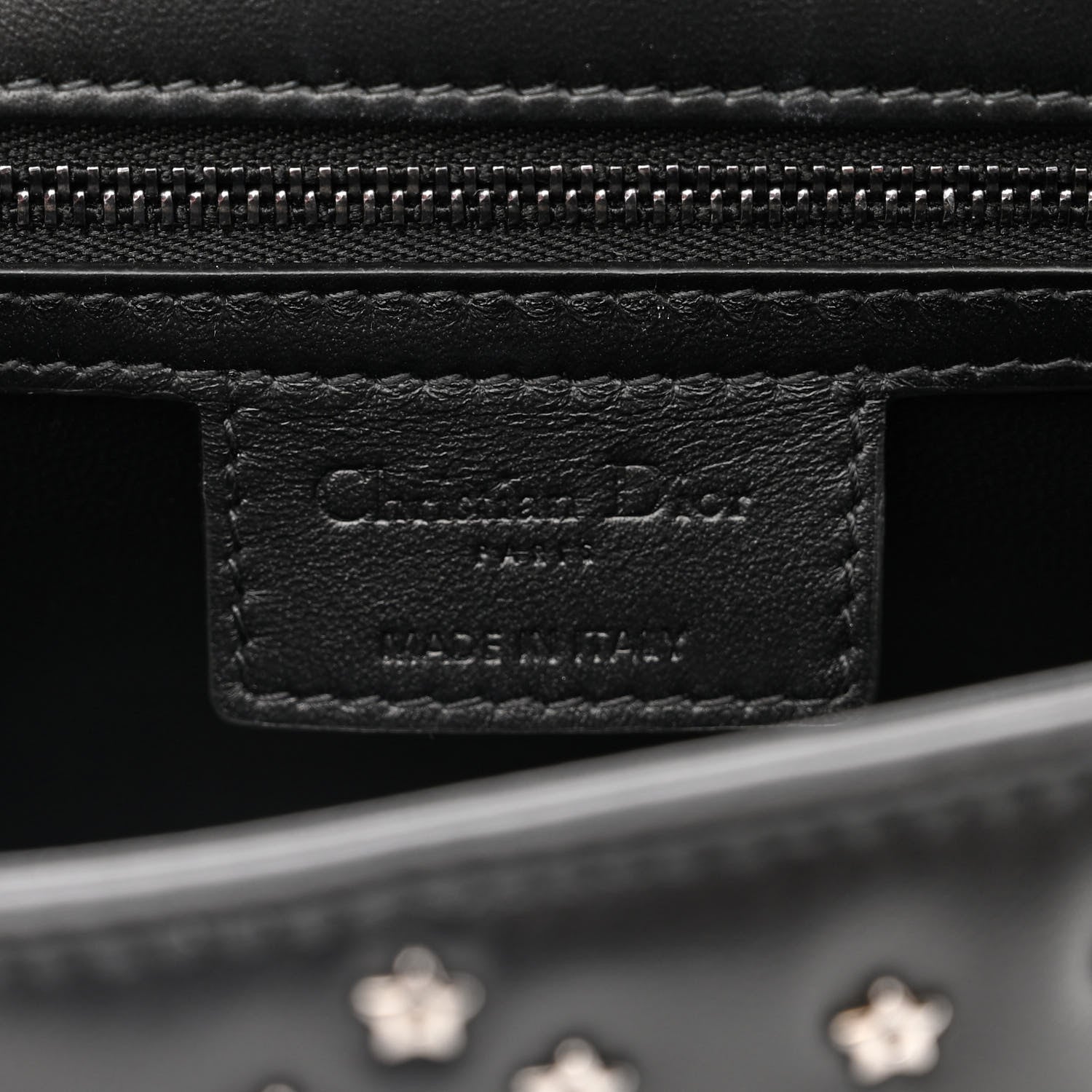 Christian Dior Calfskin Lucky Star Macrocannage Medium Caro Bag Black 6 of 10