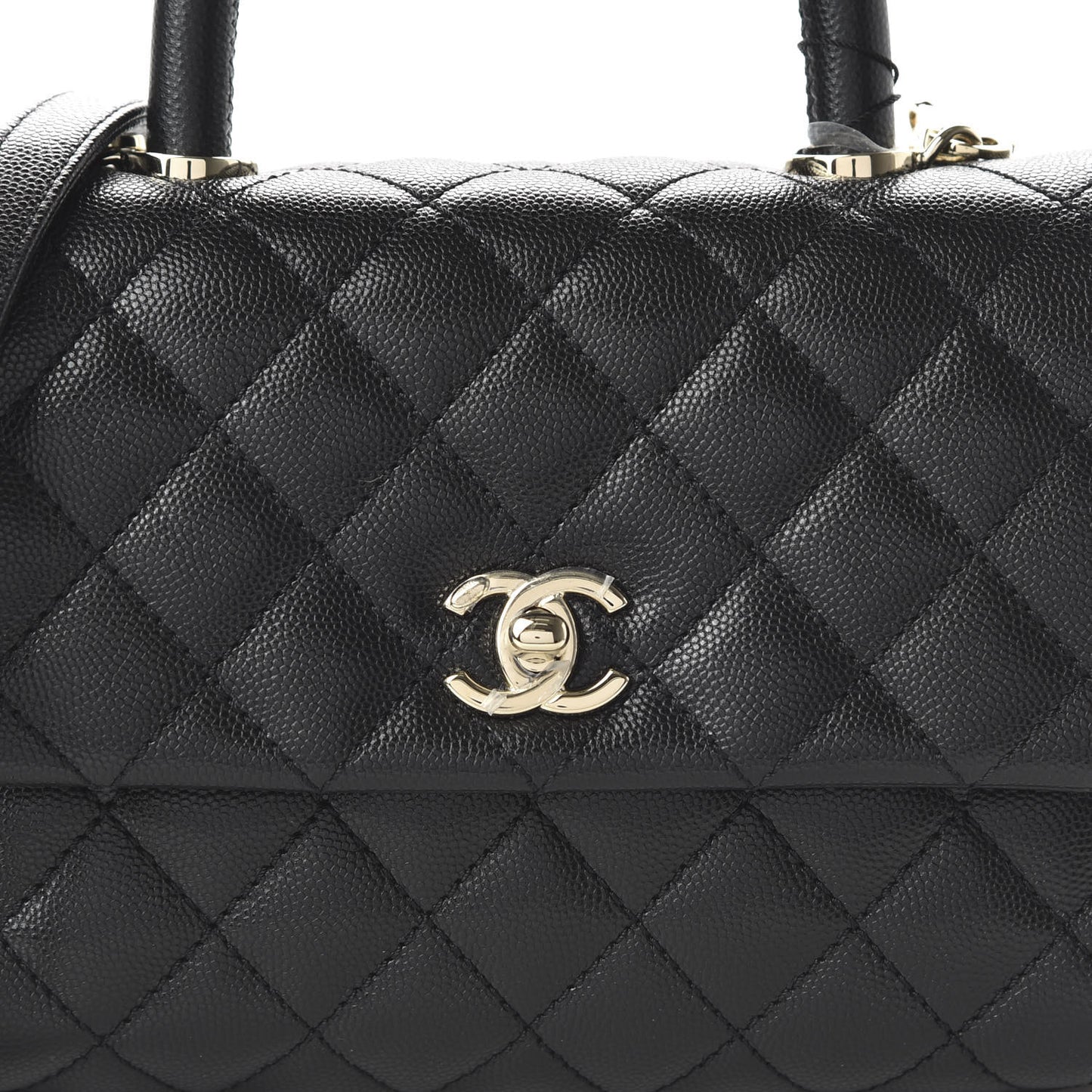 Caviar Quilted Mini Coco Handle Flap Black