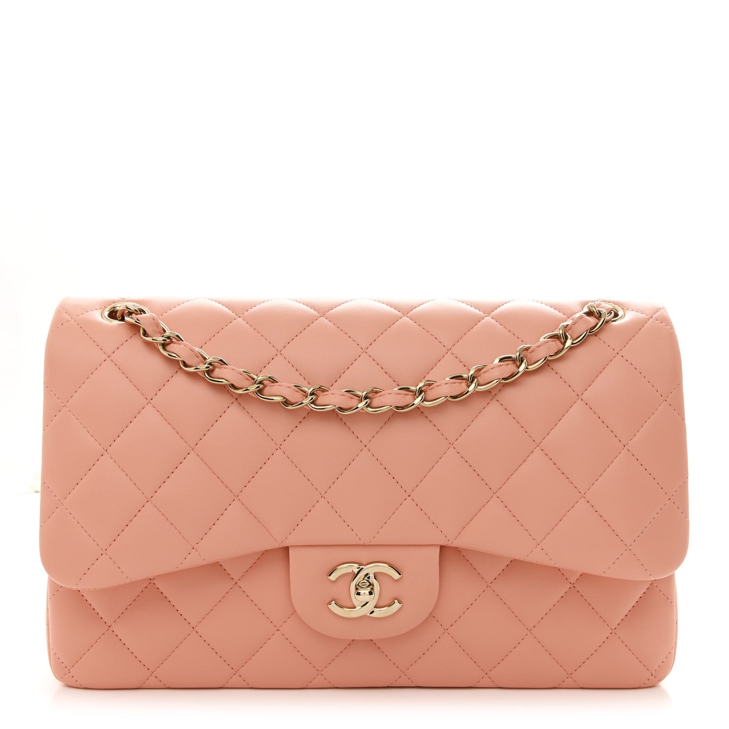 Chanel Lambskin Quilted Jumbo Double Flap Pink 1 of 10