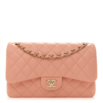 Chanel Lambskin Quilted Jumbo Double Flap Pink 1 of 10