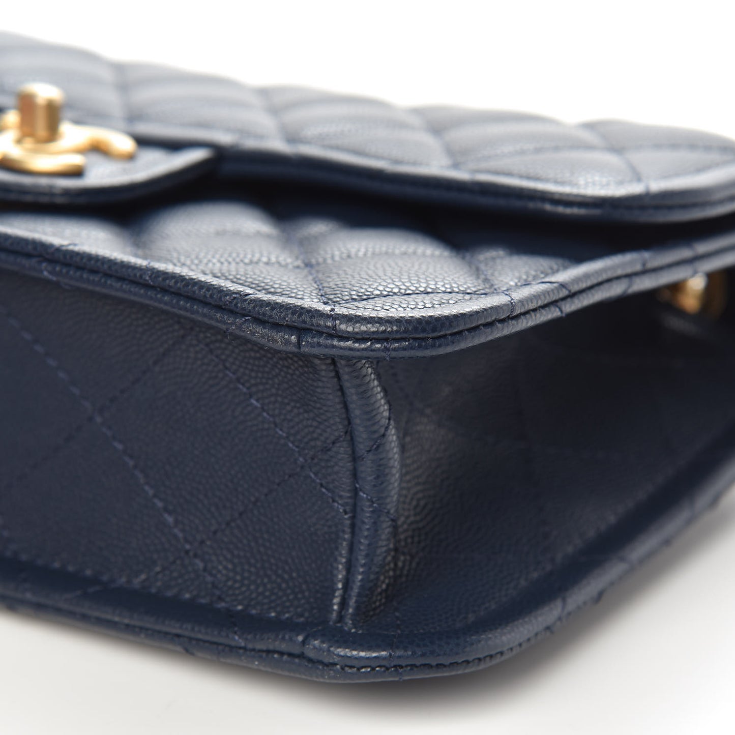 Caviar Quilted Medium Sweet Classic Flap Navy Blue