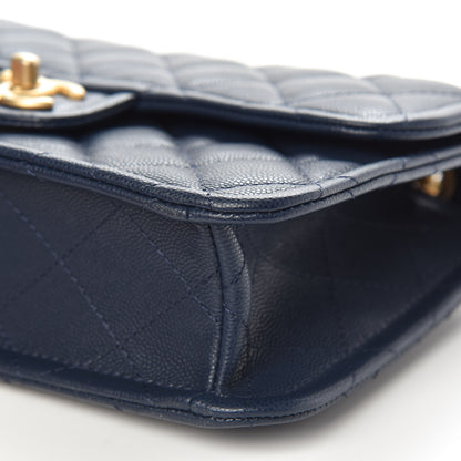 Chanel Caviar Quilted Medium Sweet Classic Flap Navy Blue 9 of 10