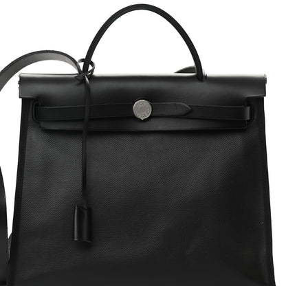 Hermes Toile H Berline Vache Hunter Herbag Zip PM 31 Black Ecru 9 of 13