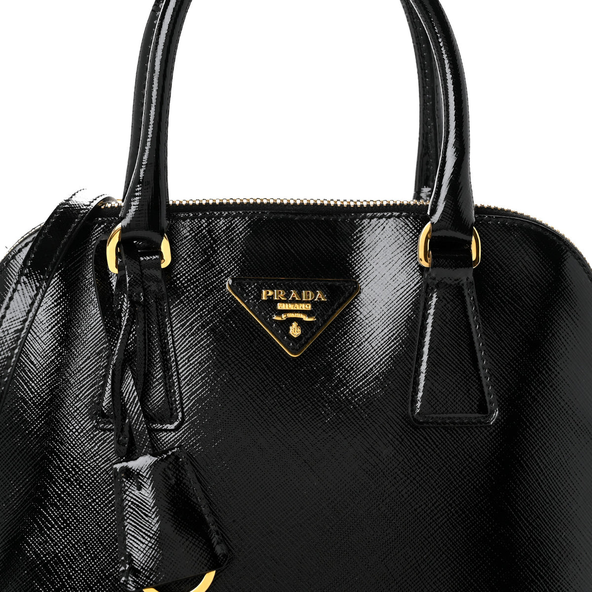 Saffiano Vernice Small Dome Tote Black