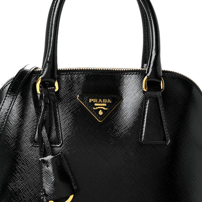 Prada Saffiano Vernice Small Dome Tote Black 7 of 9