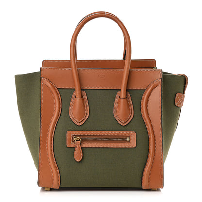 Celine Textile Smooth Calfskin Micro Luggage Multicolor Khaki Tan 1 of 10