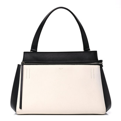 Celine Textured Calfskin Small Bi-Color Edge Shoulder Bag Black Cream 1 of 9