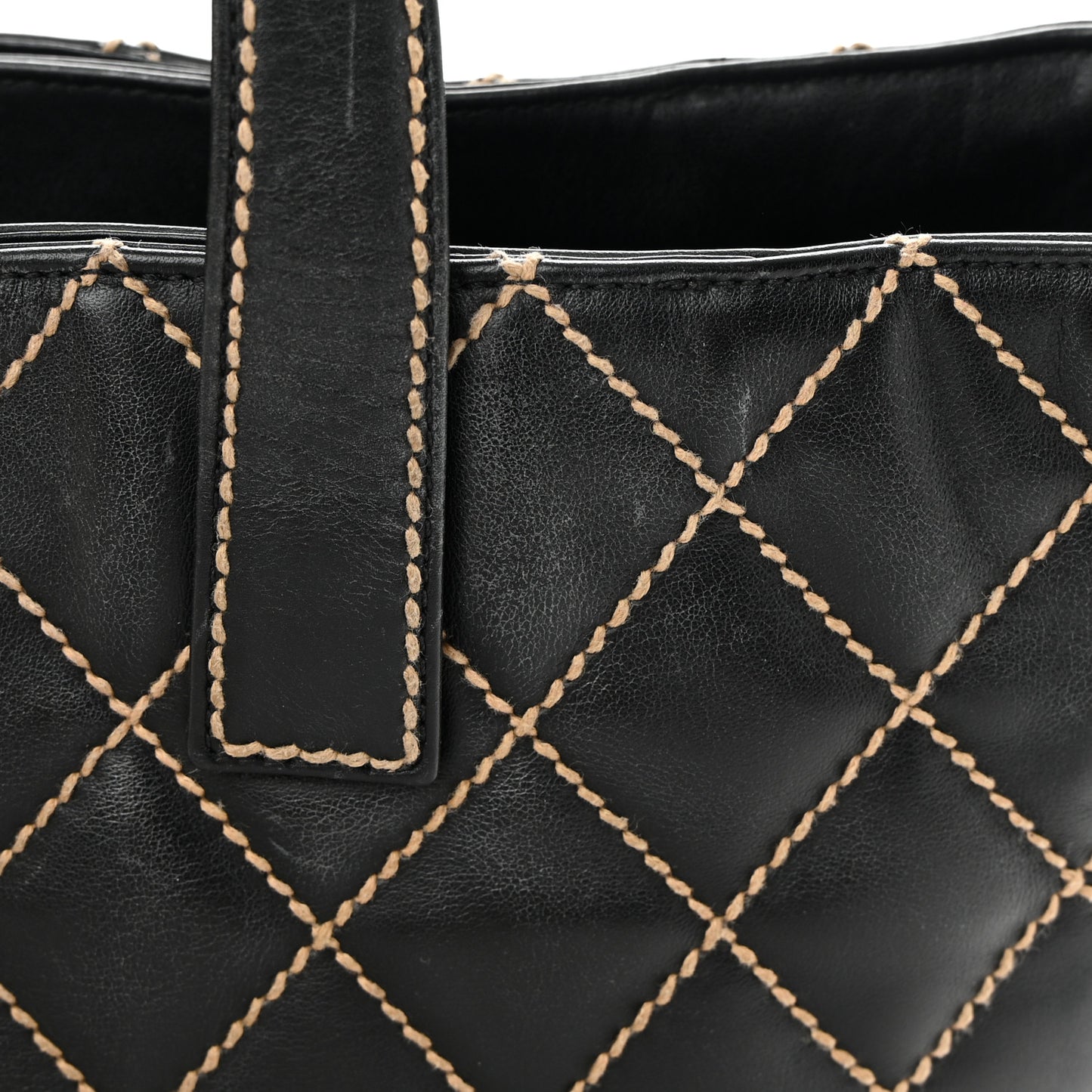 Calfskin Wild Stitch Large Tote Black