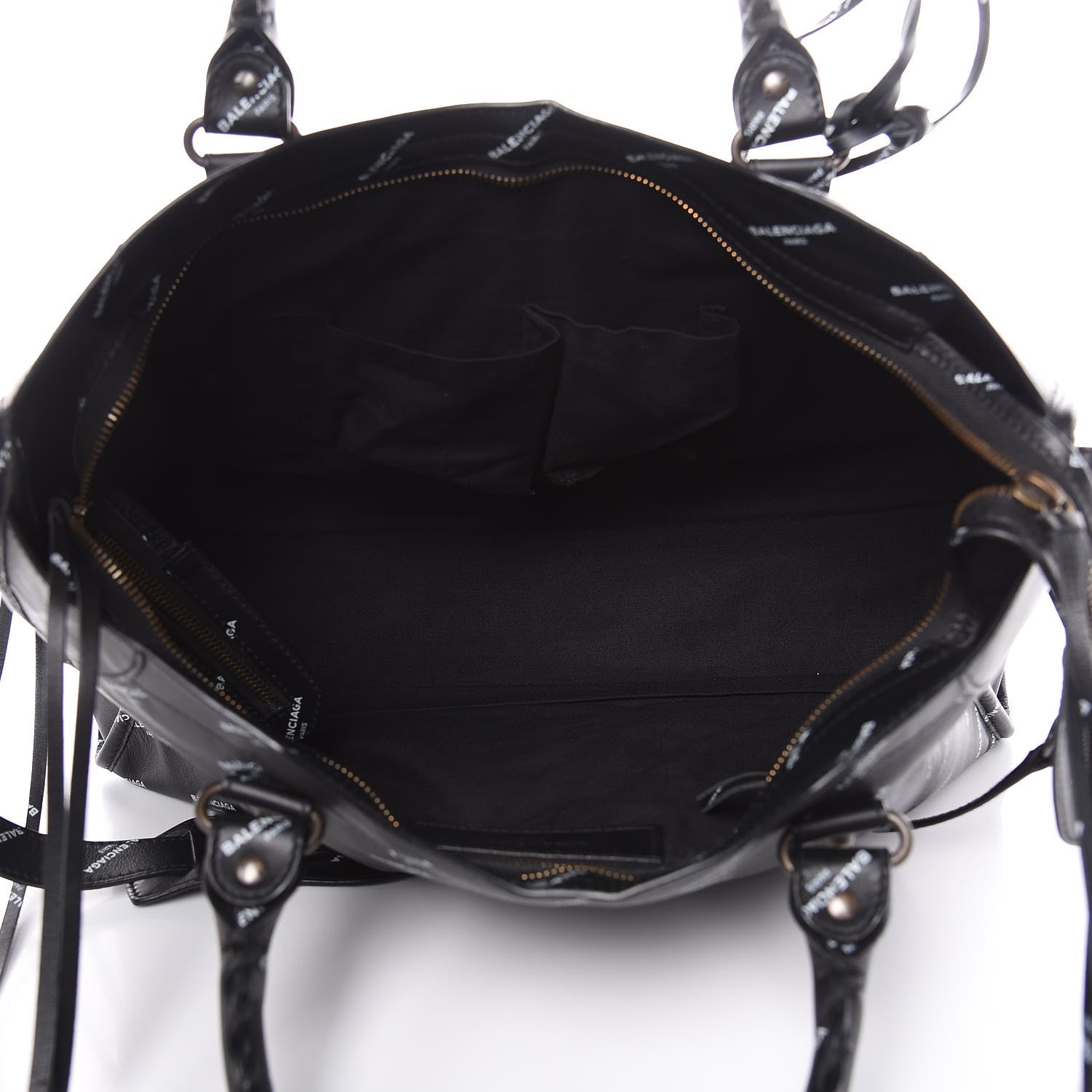 Balenciaga Veau Allover Logo Classic Hardware City Black White 5 of 10