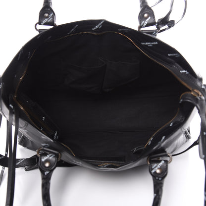 Balenciaga Veau Allover Logo Classic Hardware City Black White 5 of 10