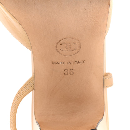 Chanel Goatskin Grosgrain Cap Toe CC Slingback Pumps 36 Beige Black 7 of 13