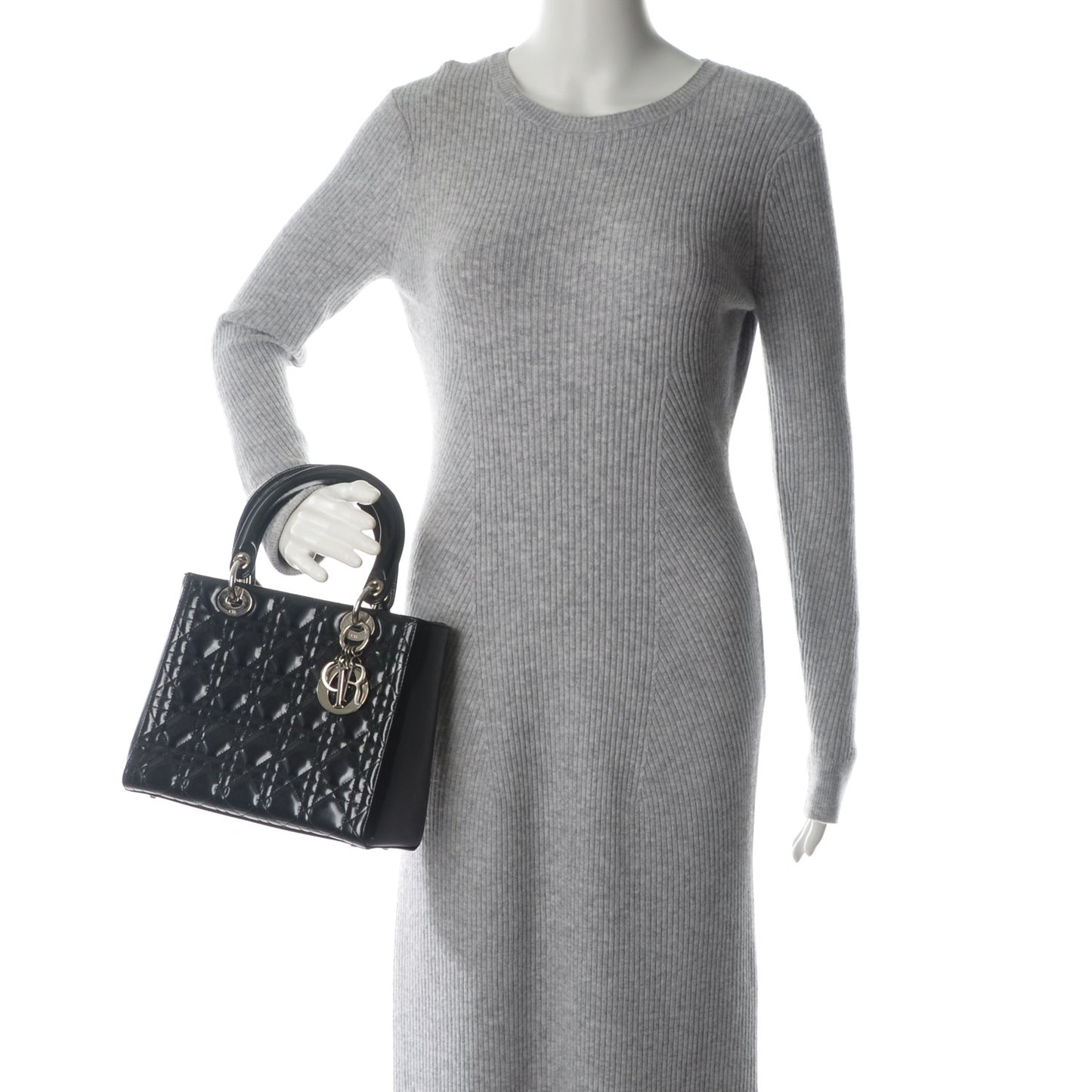 Patent Cannage Medium Lady Dior Black
