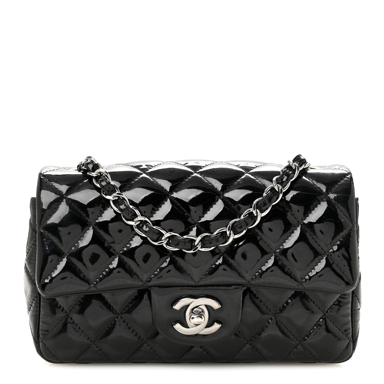 Chanel Patent Calfskin Quilted Mini Rectangular Flap Black 1 of 12