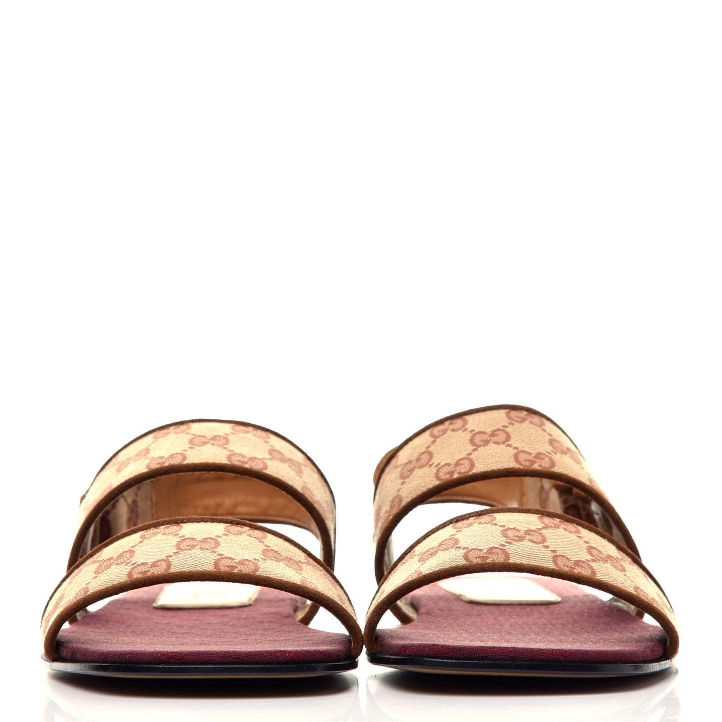 Canvas GG Monogram Mens Slingback Flat Sandals 9.5 Beige Ruggine Cuir