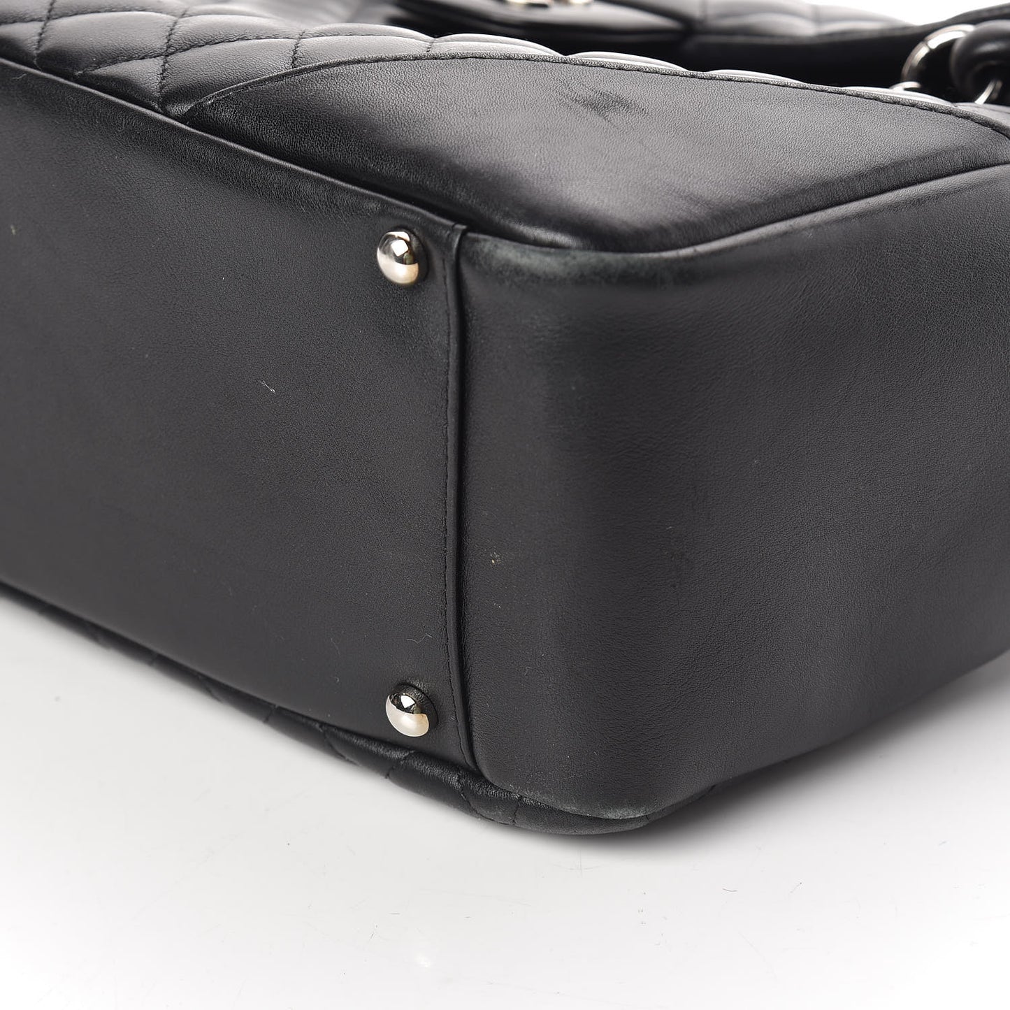 Calfskin Quilted Large Cambon Flap Black White