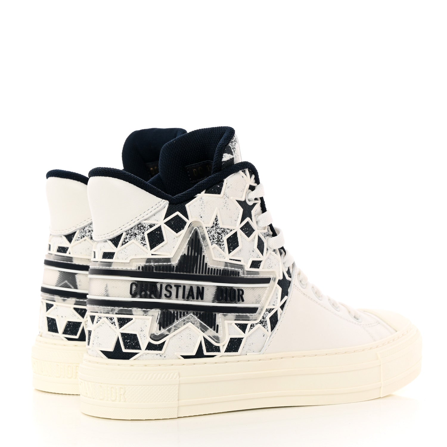 Christian Dior Canvas Embroidered Womens Walk'n' Dior Star High Top Sneakers 36 White Navy 5 of 12