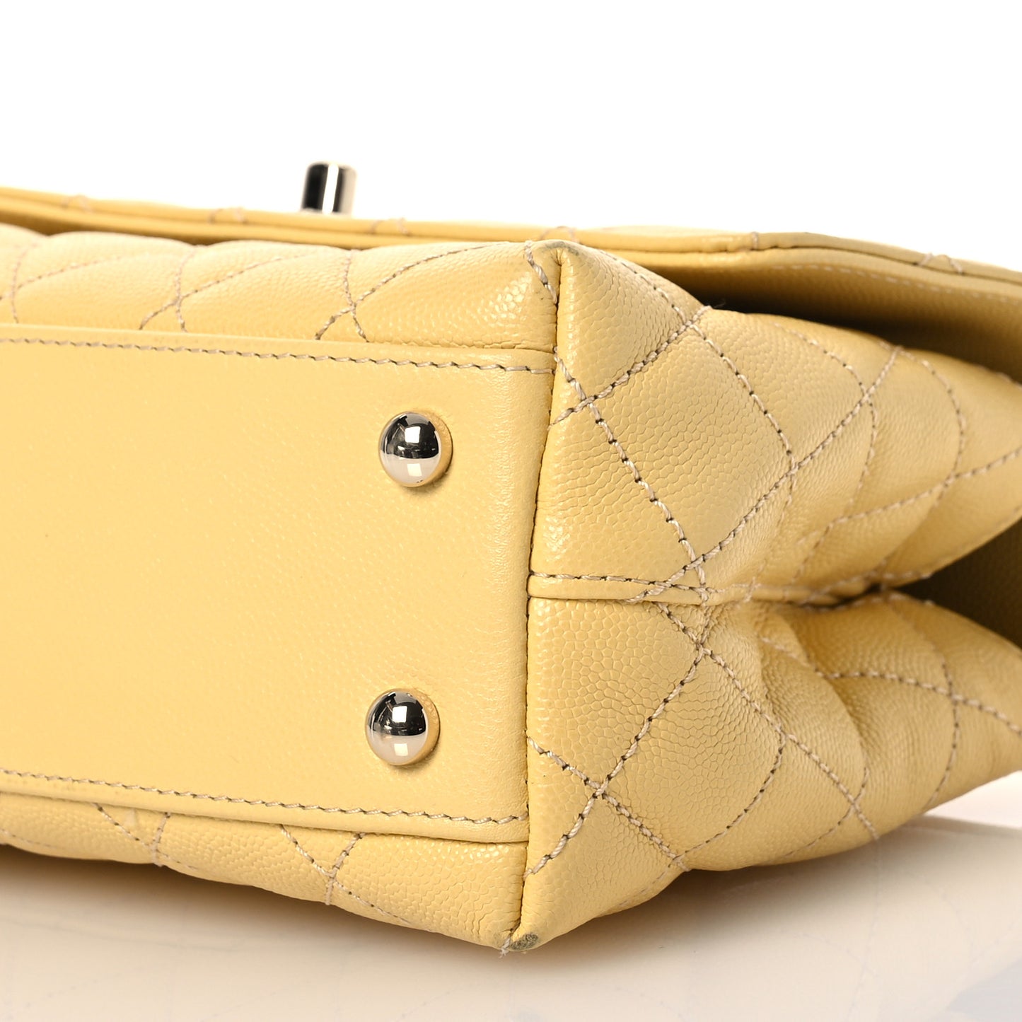 Caviar Quilted Mini Coco Handle Flap Yellow