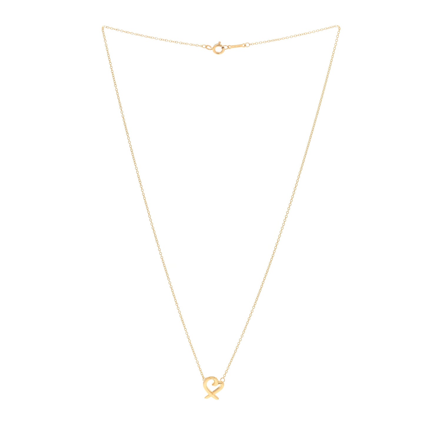 18K Yellow Gold Mini Paloma Picasso Loving Heart Pendant Necklace