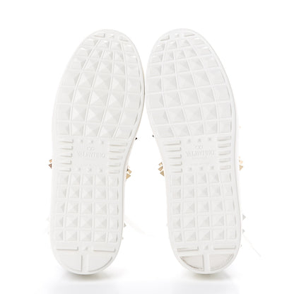 Valentino Garavani Calfskin Leopard Print Rockstud Untitled Open Sneakers 35 White 5 of 8