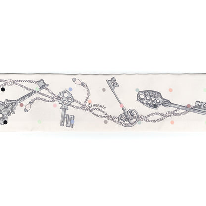 Hermes Silk Les Cles A Pois Twilly White Gris Acier 3 of 4