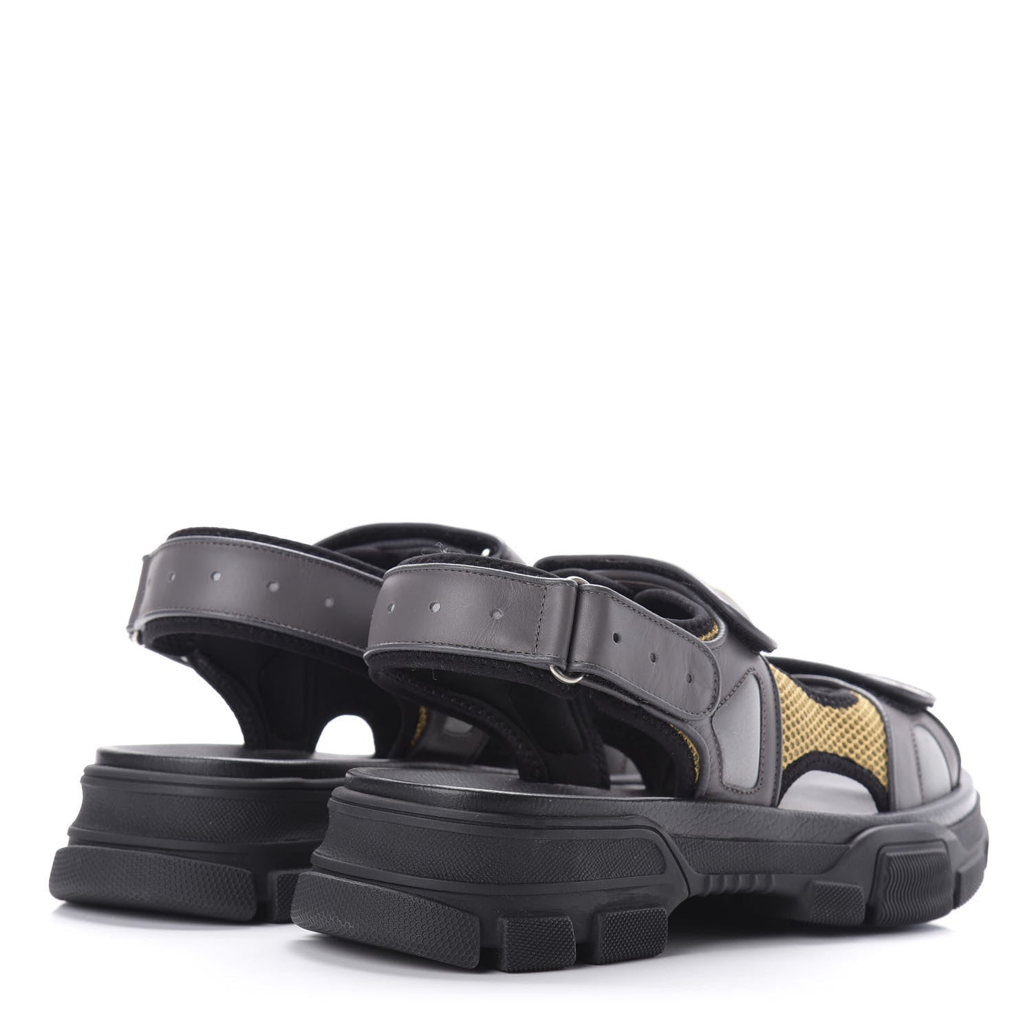 Gucci X SEGA Nappa Mesh Mens Aguru Sandals 11 Loess Black 4 of 8