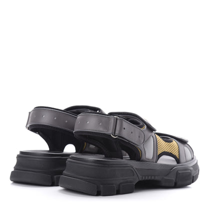Gucci X SEGA Nappa Mesh Mens Aguru Sandals 11 Loess Black 4 of 8