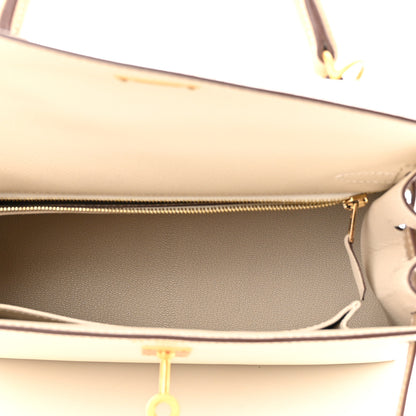 Hermes Epsom Bi-Color Horseshoe Kelly Sellier 25 Craie Trench 5 of 11