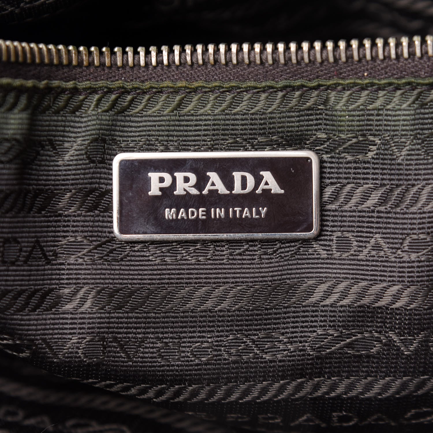 Prada Tessuto Nylon Faux Croc Tote Brown 8 of 10
