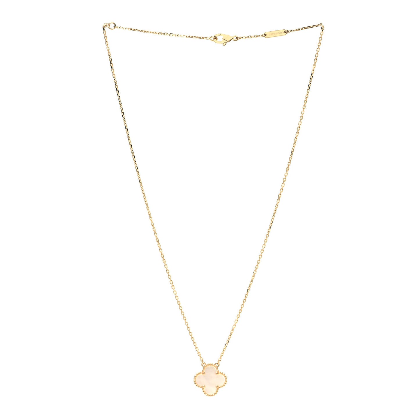 18K Yellow Gold Mother of Pearl Vintage Alhambra Pendant Necklace