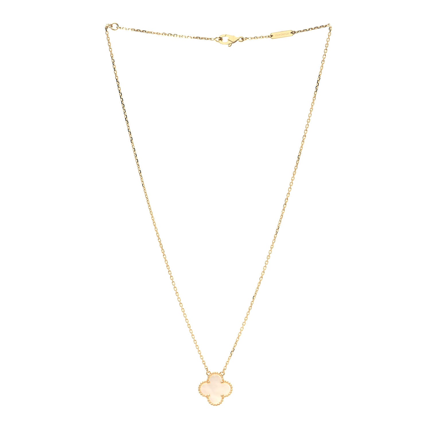 Van Cleef & Arpels 18K Yellow Gold Mother of Pearl Vintage Alhambra Pendant Necklace 3 of 7