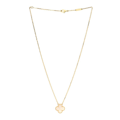 Van Cleef & Arpels 18K Yellow Gold Mother of Pearl Vintage Alhambra Pendant Necklace 3 of 7