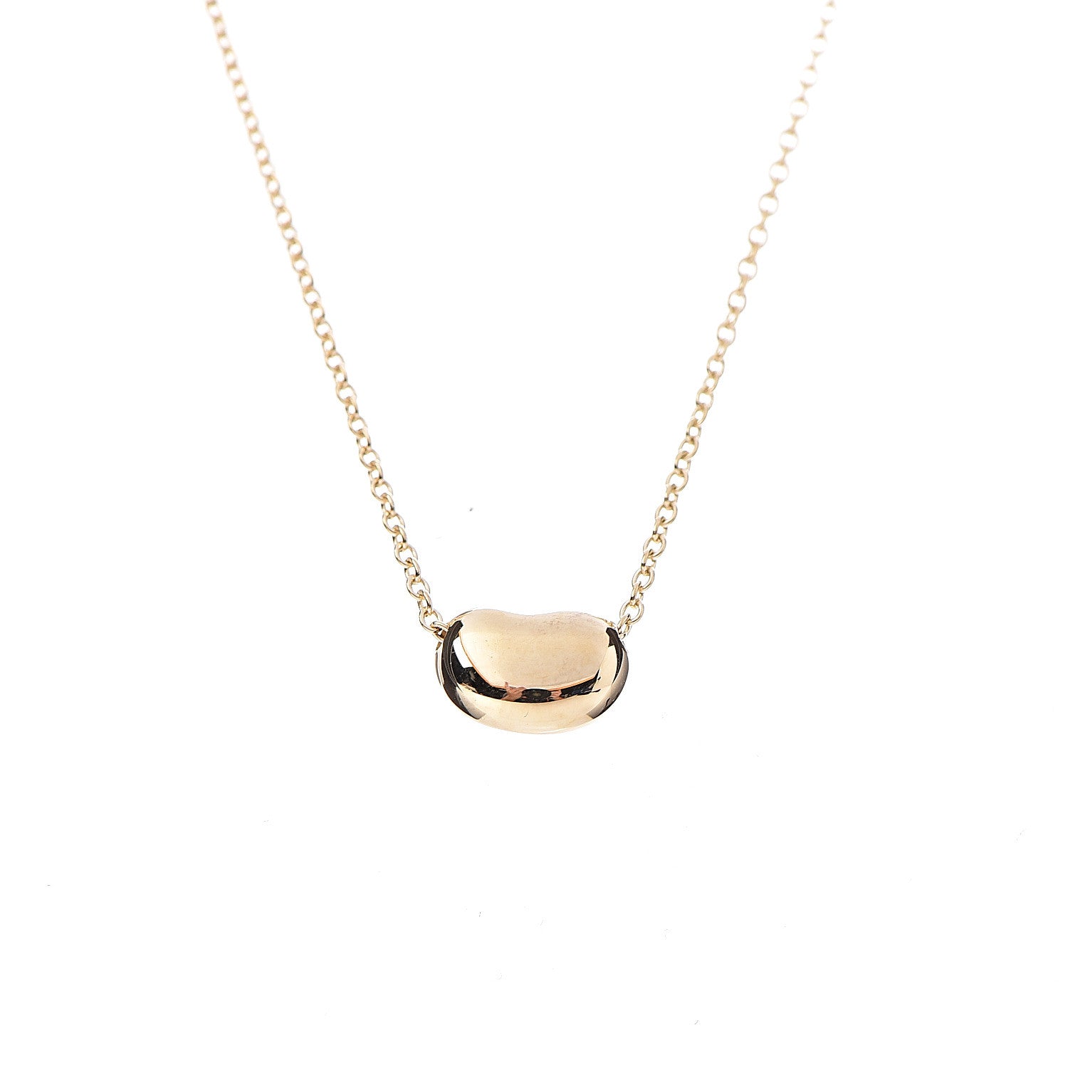 Tiffany 18K Yellow Gold 7mm Elsa Peretti Bean Pendant Necklace 4 of 8