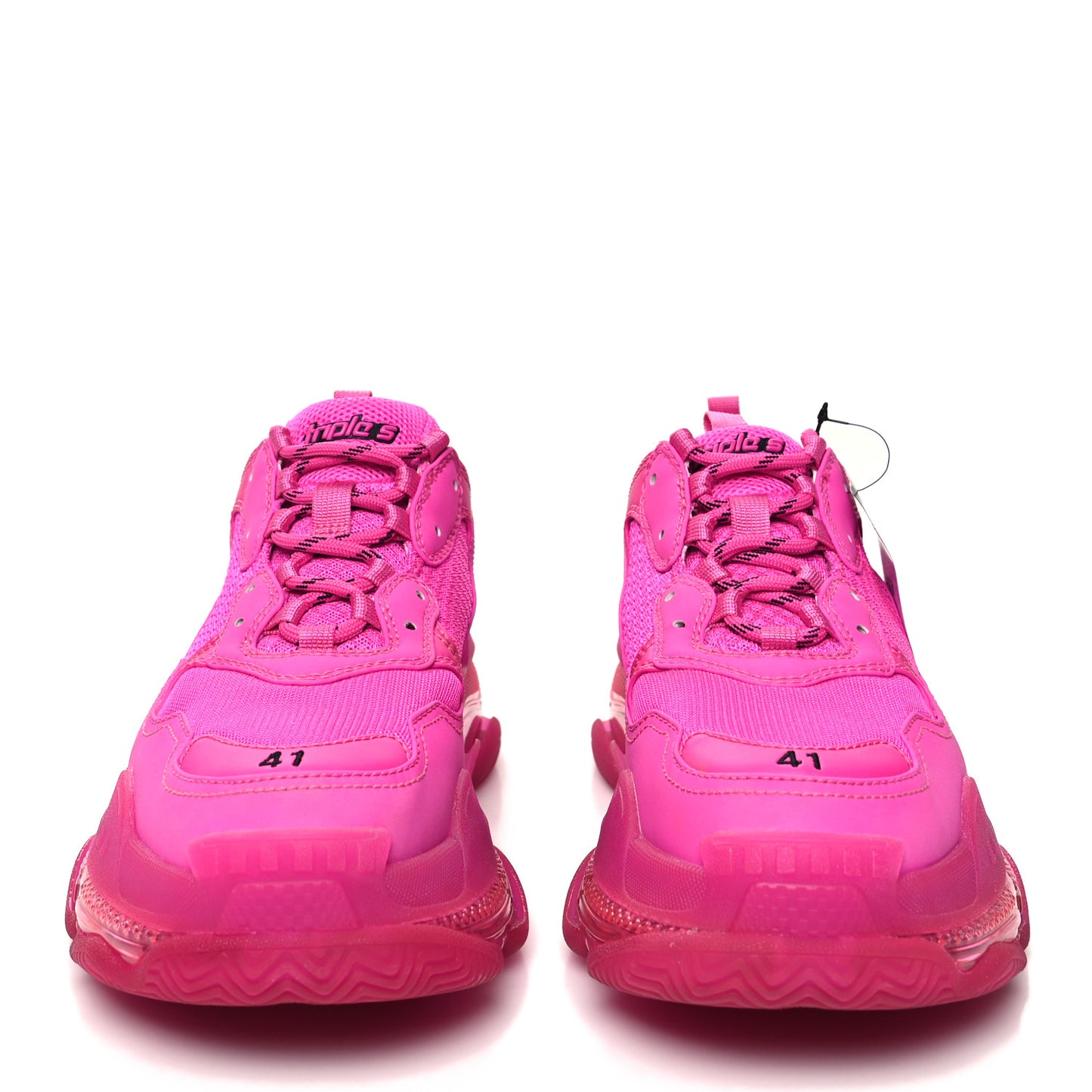 Fabric Mesh Clear Sole Fluo Womens Triple S Sneakers 41 Pink