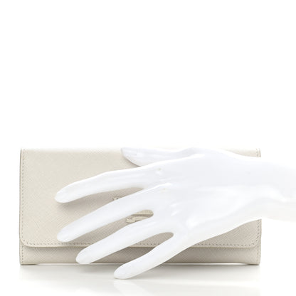 Prada Saffiano Shine Monochrome Continental Wallet Talco 2 of 8