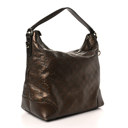 Gucci Metallic Guccissima Medium Heart Bit Charm Hobo Bronze 3 of 13